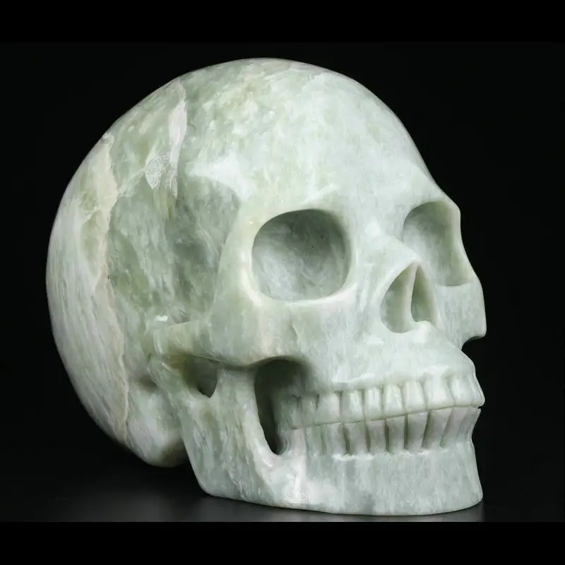 Wholesale High Quality Natural Huge 5.0 zoll Xiuyan Jade Carved Crystal Skulls Healing kristall steine