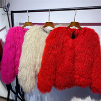 Prix d'usine de gros femmes mode de luxe nouveau Style cheveux longs bouclés véritable manteau en fourrure d'agneau tibétain