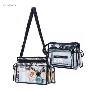 Ensemble de maquilleurs en PVC noir moyen sac sac de rangement cosmétique transparent voyage maquillage Kits organisateur <span class=keywords><strong>MUA</strong></span> sac avec amovible - Product Image 3