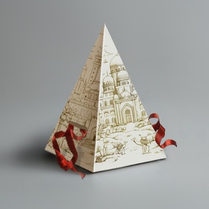 Sunshine Custom <b>Small</b> Pyramid Shape Cake <b>Box</b> Reusable Paperboard <b>Packaging</b> for Food for Triangle Pyramid Treats - Product Image 4