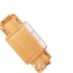 Planche à fromage en bambou rétractable, planche à découper pour fruits et pain, plateau de service pour fêtes et desserts avec ensemble couteau et fourchette - Product Image 4