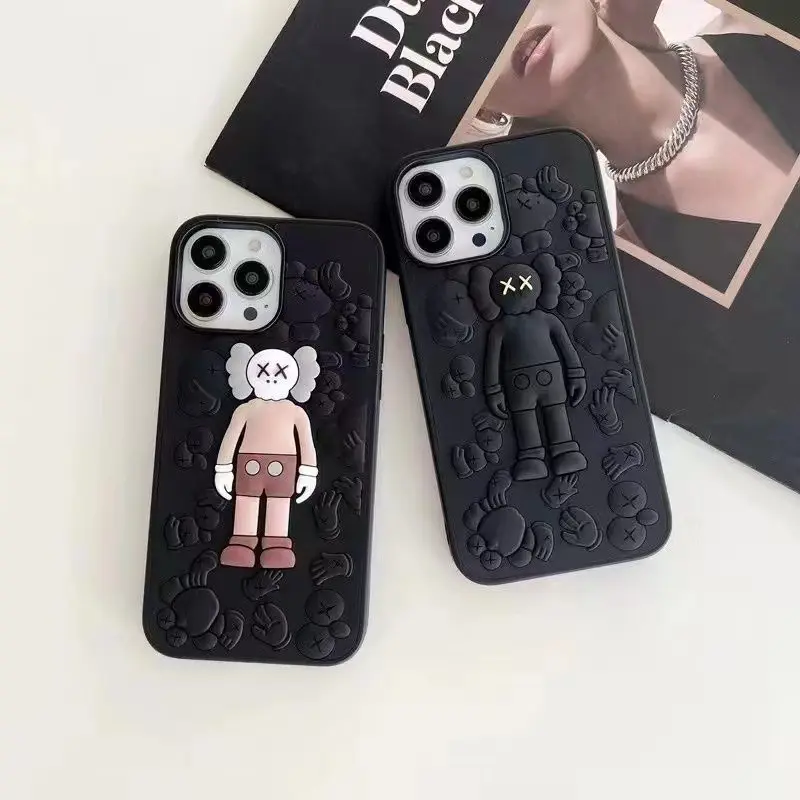 2024 Hot 3D Silicone Sale Kaws Doll Cell Mobile Phone Back Case for iPhone 15 14 13 12 11 XR iPhones Case