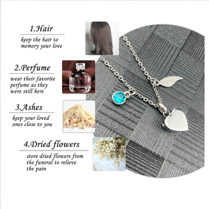 Collar con colgante de corazón con alas de Ángel y piedra de nacimiento, urna de cremación, joyería de moda, recuerdo conmemorativo para cenizas de mascota humana - Product Image 4