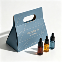 Boîte en carton ondulé couleur unie avec poignée portable, imprimée en dégradé, pour collection d'échantillons de cosmétiques et de produits de beauté