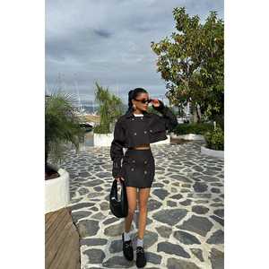 Ensemble jupe et haut Coco One, noir, détails boutonnés, style décontracté quotidien, tricoté, spandex, coupe ajustée, taille XL, pour le printemps - Product Image 3