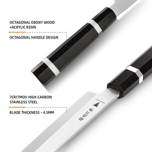 Ensemble <span class=keywords><strong>de</strong></span> 6 couteaux à sushi et sashimi professionnels 7Cr17MoV, manche octogonal en ébène, couteaux <span class=keywords><strong>de</strong></span> chef japonais, kit <span class=keywords><strong>de</strong></span> découpe et d'épluchage du saumon et du thon - Product Image 2