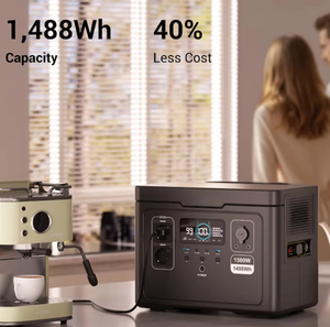 Station d'alimentation portable haute puissance 1500W 1488Wh pour extérieur, onduleur à onde sinusoïdale pure MPPT, stockage d'énergie solaire d'urgence pour la maison - Product Image 4