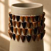 Vase en céramique imprimé en 3D, vase décoratif moderne pour fleurs, vase texturé caramel pour la décoration de table, décoration d'intérieur