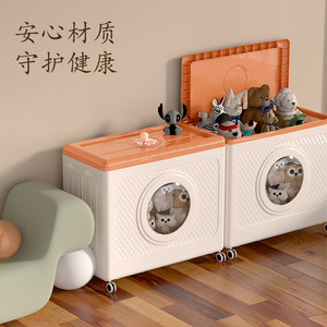 Clothing Organizer Storage Box With Lid Large Capacity For Clothes And Bedding Portable Home Use Rectangle Shape Gray Orange - Product Image 3