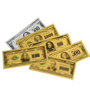 6 Jenis Uang Kertas Amerika 500-100.000 Dolar Berlapis Emas 24k untuk Koleksi - Product Image 3