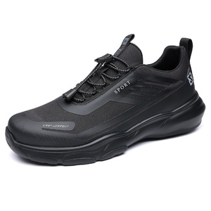 Chaussures de randonnée pour hommes, chaussures de sport décontractées d'extérieur, à enfiler, à semelle épaisse, couleur unie gris, vert, noir - Product Image 5