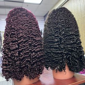 Perruques courtes bob couleur ombrée marron <span class=keywords><strong>boucles</strong></span> crépues dentelle transparente 13x4 densité 250% cheveux brésiliens - Product Image 3