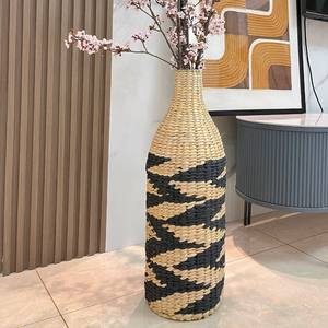 Jarrón de Hierba Tejida, Material Fuji, Ecológico, Contenedor para Flores Secas, Decoración para Sala de Estar - Product Image 1