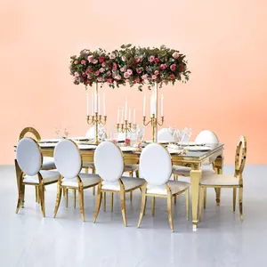 Dekorasi & perlengkapan acara pernikahan pesta Royal kursi meja bulan baja tahan karat bingkai logam luar ruangan bentuk bulat