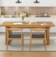 Ensemble de table à manger en bois massif, pour 4 places, meubles de couleur naturelle, style moderne