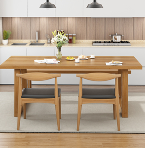 자연적인 목제 색깔 가구 4 seaters를 위한 현대 단단한 나무 식탁 세트 서쪽 느릅 나무 - Product Image 4