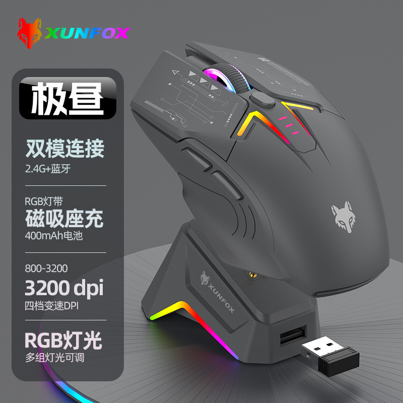 Souris couleur H2 Polar Day [double mode avec support de chargement]