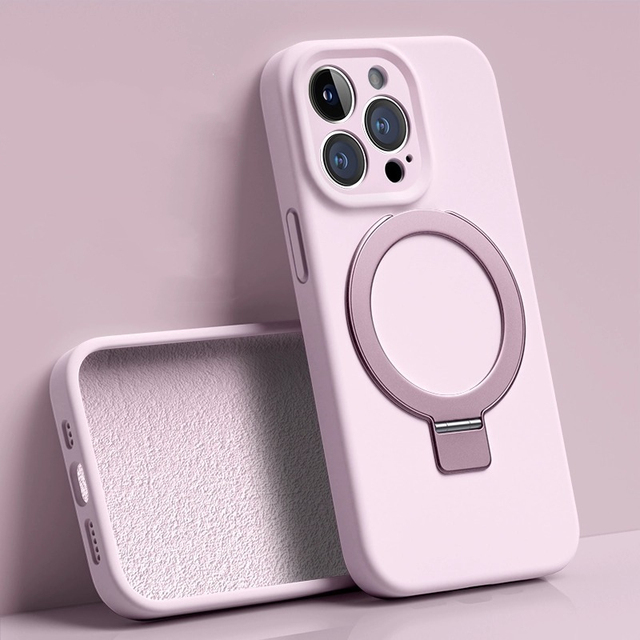 Wholesale Magnetic Folding Kickstand Ring Silicone Cases for 15 Pro Protective 360 Protection Camera Frame Holder Street
