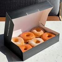 Boîtes d'emballage pour beignets en papier kraft recyclable avec logo personnalisé, 3 à 12 pièces, vernissage brillant pour sushis, crêpes, boulangerie, boîte à emporter