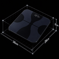 Báscula Inteligente de Grasa Corporal con Bluetooth, Vidrio Templado Negro, Pantalla LED Oculta para un Medidor de Peso Personal Preciso