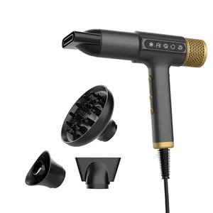 Secador de cabelo sem folhas BLDC, profissional, com LED digital, portátil, 1600W, secador de cabelo sem folhas, luz iônica