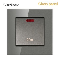 Interrupteur mural universel domestique durable IP20 250V à écran tactile 10A en verre, installation facile, interrupteur d'éclairage 1 entrée 1 sortie et 2 voies