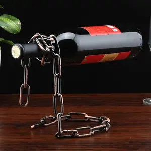 Rayshine Creative novità regalo singolo porta vino maglia in acciaio catena di ferro porta vino galleggiante per la cucina decorazione della casa