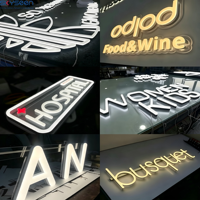 Letrero de Letras Curvas de Acrílico 3D Personalizado, Letrero Luminoso LED con Iluminación Frontal, Resistente al Agua IP65, para Decoración de Tiendas