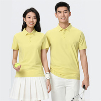 Kaos Polo Pickleball Logo Kustom Cepat Kering Bernapas Pria Wanita Kaos Olahraga Seragam Tim Kustomisasi Kuning