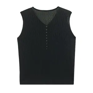 Custom Black Polyester Basic Breathable Plus Size Solid Sexy Casual Knitted Racerback Short Tank Tops Women's