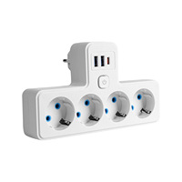 Multiprise intelligente 2500W 100-250V avec 2 ports USB-A et 1 port USB-C, lumière LED, 2 prises et interrupteur principal