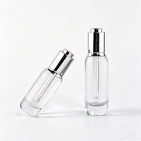 Flacon compte-gouttes en verre vide de 30 ml avec pipette à tête ronde, flacon cosmétique en verre pour huile avec couvercle pompe en aluminium