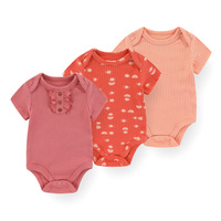 Ensemble trois pièces pour enfants vente chaude transfrontalière body côtelé nouveau-né à manches courtes costume rampant solide bébé barboteuse étrangère