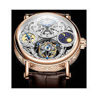 Montres mécaniques pour hommes avec tourbillon, phases soleil-lune, GMT, lumineuses, en acier inoxydable, design d'usine et personnalisation par lots