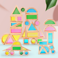 Jeu d'empilage en bois arc-en-ciel, modèle de construction éducatif, jouet de construction de bâtiments modernes, échelle 1:55, pour enfants de 5 à 7 ans, améliore l'intelligence