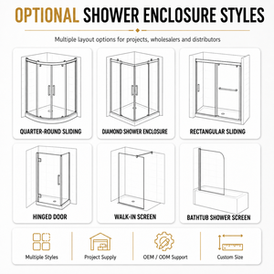 Mampara de <span class=keywords><strong>Ducha</strong></span> de Esquina Neo-Angular <span class=keywords><strong>con</strong></span> Doble Puerta Corredera, Nicho <span class=keywords><strong>con</strong></span> Estante y Plato para Baño Comercial - Product Image 2