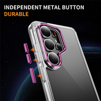 Étui transparent avec cadre de caméra en métal Anti-jaunissement Antichoc TPU + PC Étui de téléphone pour Samsung S26 S25 S24 Ultra S23 Plus
