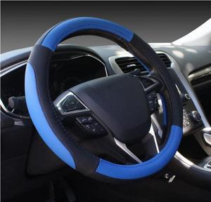 Funda de cuero de microfibra para <span class=keywords><strong>volante</strong></span> de coche, cubierta Universal de cuero, negro/rojo/azul/Beige, 15 pulgadas - Product Image 2