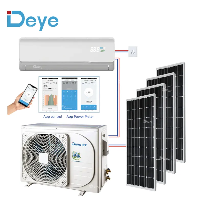Deye Multi Split condizionatore d'aria sistema di riscaldamento a pannello Inverter ibrido alimentato a energia solare con Ac Smart Cool