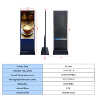 Pantalla LCD Publicitaria de Pie para Suelo 43" 50" 55" 4K con Control Remoto Táctil Infrarrojo, Pantalla Digital Inteligente para Animación en Ascensores