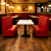 Ensemble de sièges de restaurant en cuir PU rouge avec table rectangulaire blanche pour bistro, restauration rapide, usage commercial