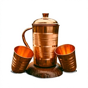 Pichet en cuivre martelé artisanal, écologique et classique, avec couvercle, capacité de 1,7 L, pour les boissons - Product Image 2