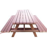 Table de pique-nique d'extérieur en plastique HDPE imitation bois confortable et tendance, fabrication sur mesure par Street Furniture Factory CNLF