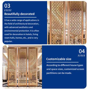 Khách Sạn Sang Trọng Sảnh Phân Vùng Thiết Kế Thép Không Gỉ Phòng Phân Vùng Divider Cho Phòng Khách Tường Divider Bảng Điều Chỉnh Vàng - Product Image 3