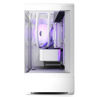 Boîtier de PC de bureau haut de gamme personnalisé, tour moyenne, M-ATX, entièrement transparent, aquarium, blanc, sans support, en stock