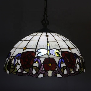 LongHuiJing 16-Inch Tiffany-Style 2-Light Victorian Stained Glass Pendant Light for Kitchen - Product Image 2