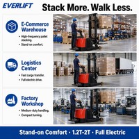 Chariot élévateur électrique EVERLIFT HELI, transpalette surélevé, 1,5 tonne, 2 tonnes, 1500 kg, 2000 kg, chariot élévateur à conducteur marchant, chariot élévateur à fourche, usage intensif pour entrepôt