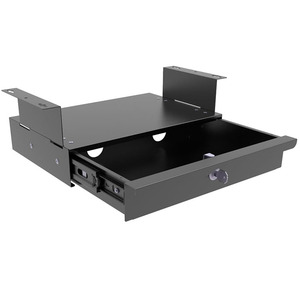 JH-Mech Tiroir de bureau avec étagère pour ordinateur portable et <span class=keywords><strong>tablette</strong></span> 15 pouces Tiroir de bureau ultra fin en acier noir - Product Image 2
