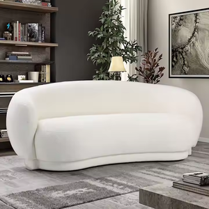 Sofá Moderno de una Plaza, Estilo Francés, Tapizado en Terciopelo de Cordero, Color Crema, para Sala de Estar Pequeña - Product Image 1