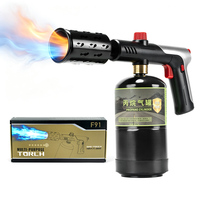 Torche au propane PowerfulCooking noire et grise pour cuisson sous vide, allume-feu de camping, brûleur réglable pour faire brûler les mauvaises herbes, pour saisir les steaks, barbecue